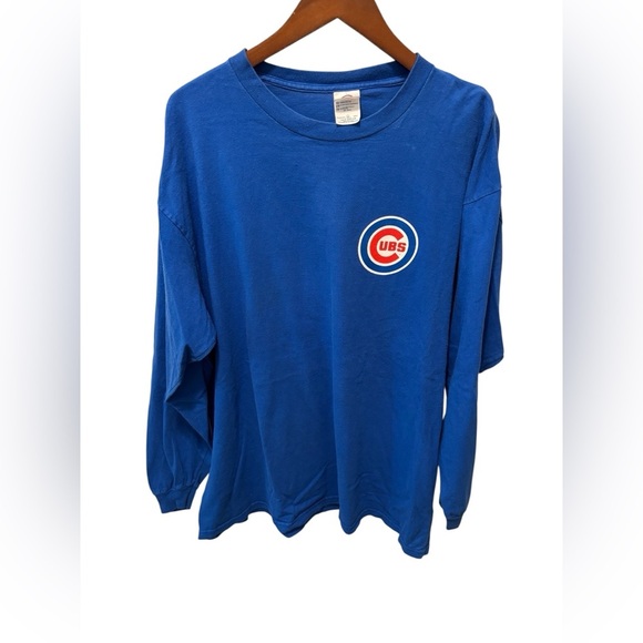 VTG 90’s Delta Pro Weight Chicago Cubs Crewneck LS Tee Big Back Logo Blue Red - Picture 1 of 7